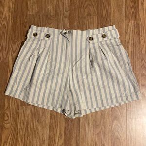 Women’s Striped Shorts with Button Detail